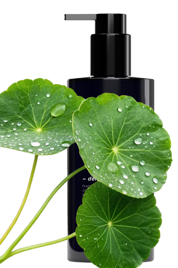Protéger serum bottle with green leaves